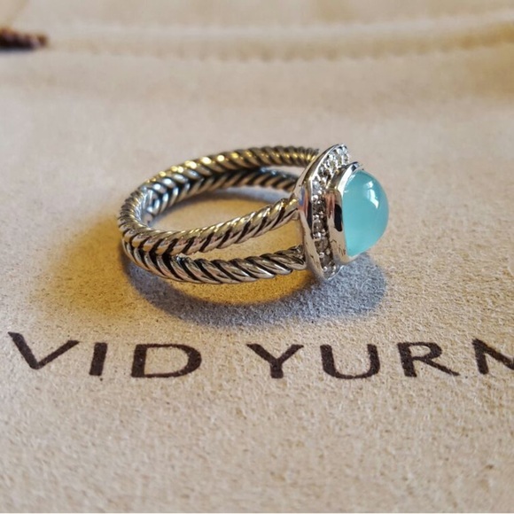 David Yurman Sterling Silver Diamond
Chalcedony Petite Albion Ring - Picture 4 of 5